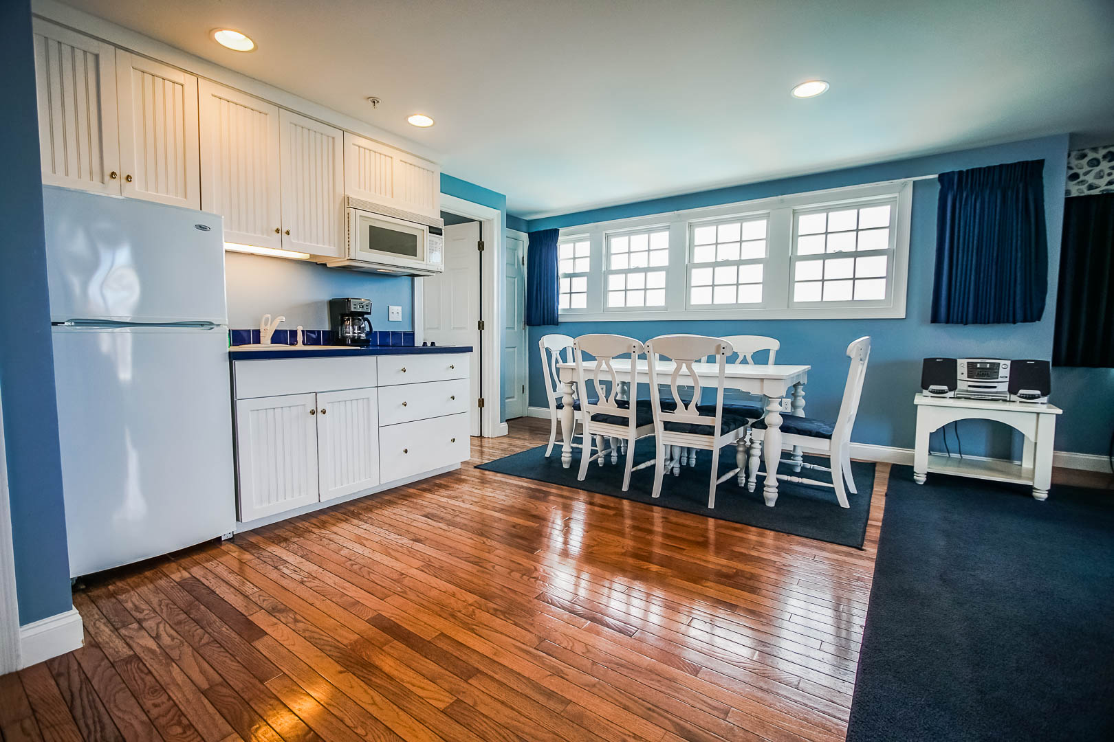 A spacious full kitchen at VRI's Beachside Village Resort in Massachusetts.